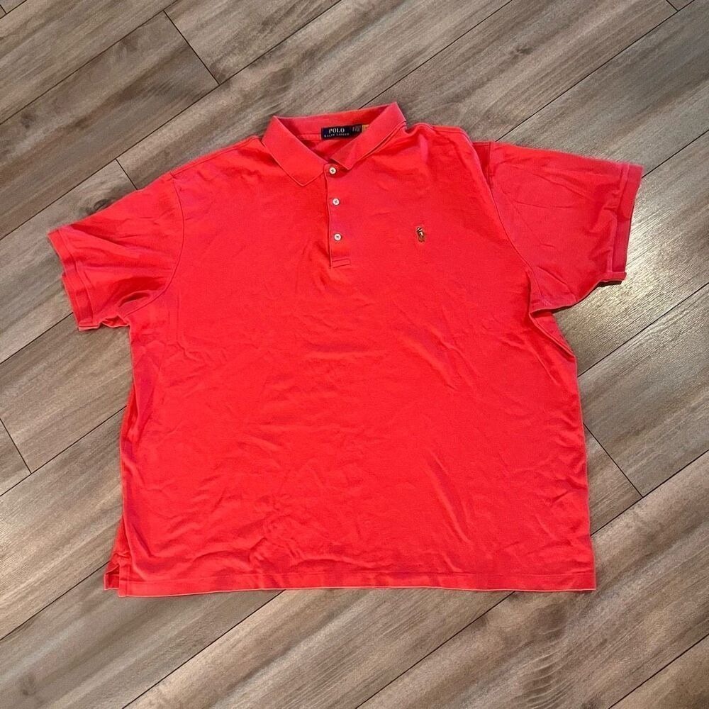 Polo Ralph Lauren‎ Mens 3XB Red Short Sleeve Cotton Mesh Polo Shirt Bin G-0